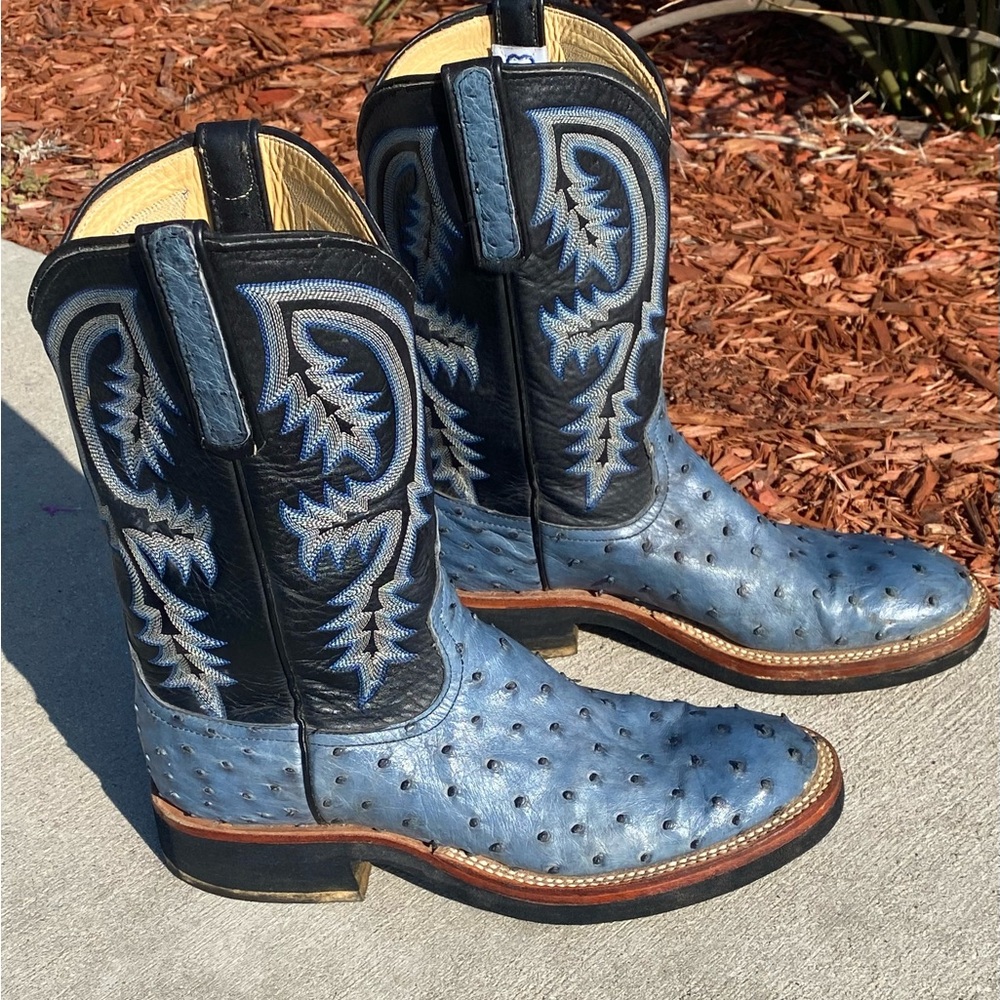 Anderson Bean Blue Ostrich Women’s Cowboy Boots